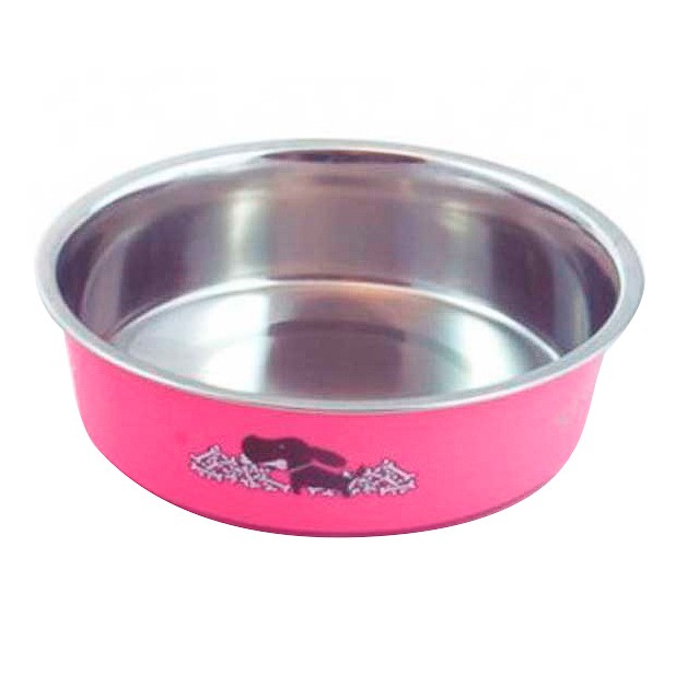 Biozoo Comedero acero inox. impreso rosa 21cm